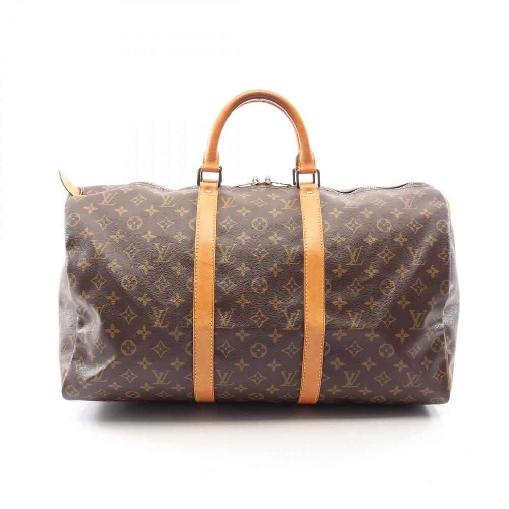 Louis Vuitton Keepall Monogram Boston Bag Canvas Leather Brown